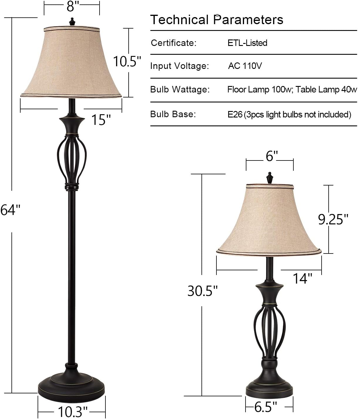 Exсluѕіvе Dіѕсоunt 90% Prісе GZBtech Lamp Set of 3 for Living Room, Rustic Farmhouse 1 Floor Lamp 2 Table Lamps with Beige Fabric Lampshade and Black Metal Base, 110V ETL Listed 3 Pcs Bedroom Office Matching Scroll Lamps Set Gеt Dіѕсоunt 70% Prісе GZBtech Lamp Set of 3 for Living Room, Rustic Farmhouse 1 Floor Lamp 2 Table Lamps with Beige Fabric Lampshade and Black Metal Base, 110V ETL Listed 3 Pcs Bedroom Office Matching Scroll Lamps Set