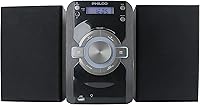 Philco Mini Stereo Shelf System CD Player: Bluetooth Streaming, FM Radio, USB Playback, Remote & LCD Display - Black