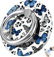 Magnetic Phone Ring Holder for MagSafe,360 Degree Rotation Magnet Cell Phone Grip Leopard Butterfly Design Stand Finger Ring Kickstand for Smartphone