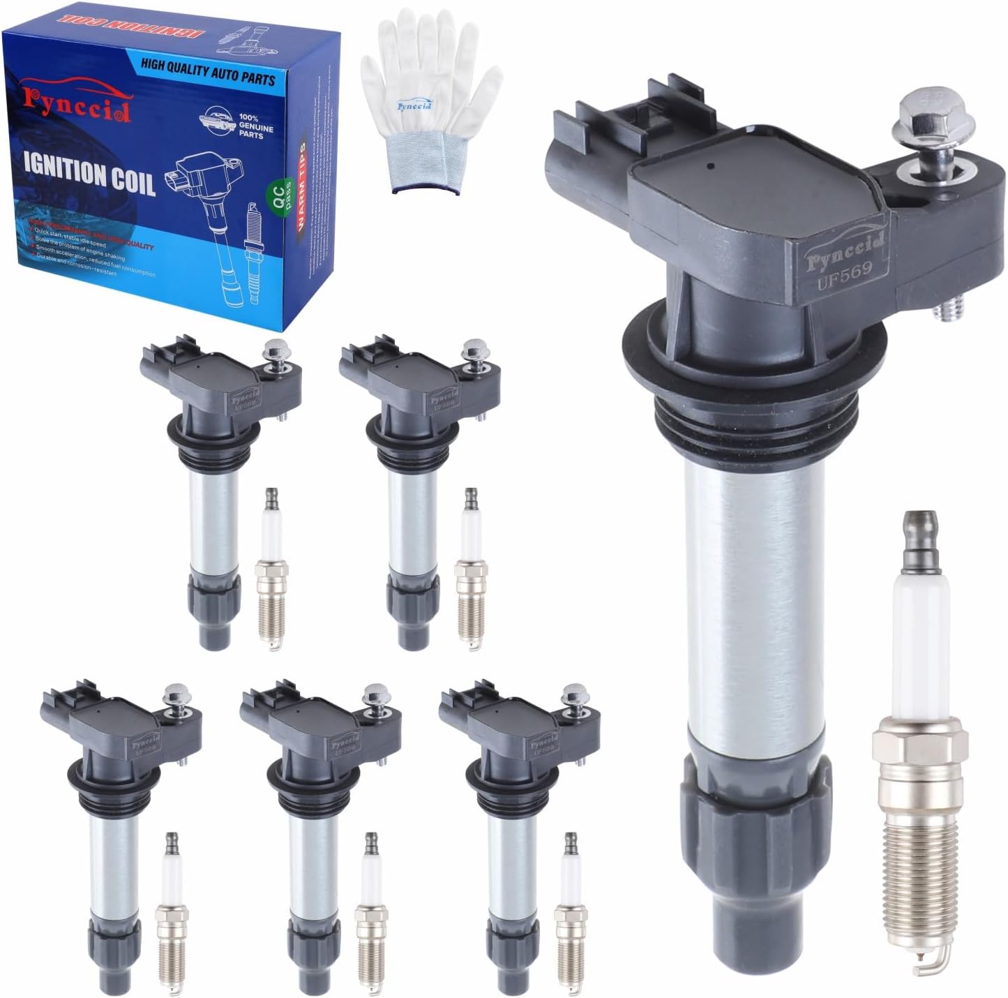UF569 Ignition Coils & Iridium Spark Plugs Set of 6 for 3.6L V6 Buick Enclave/Allure, Chevy Malibu/Impala/Camaro, Cadillac ATS/CTS/SRX/STS, GMC Terrain 2010-2016 - Replaces (UF569+Spark Plugs)