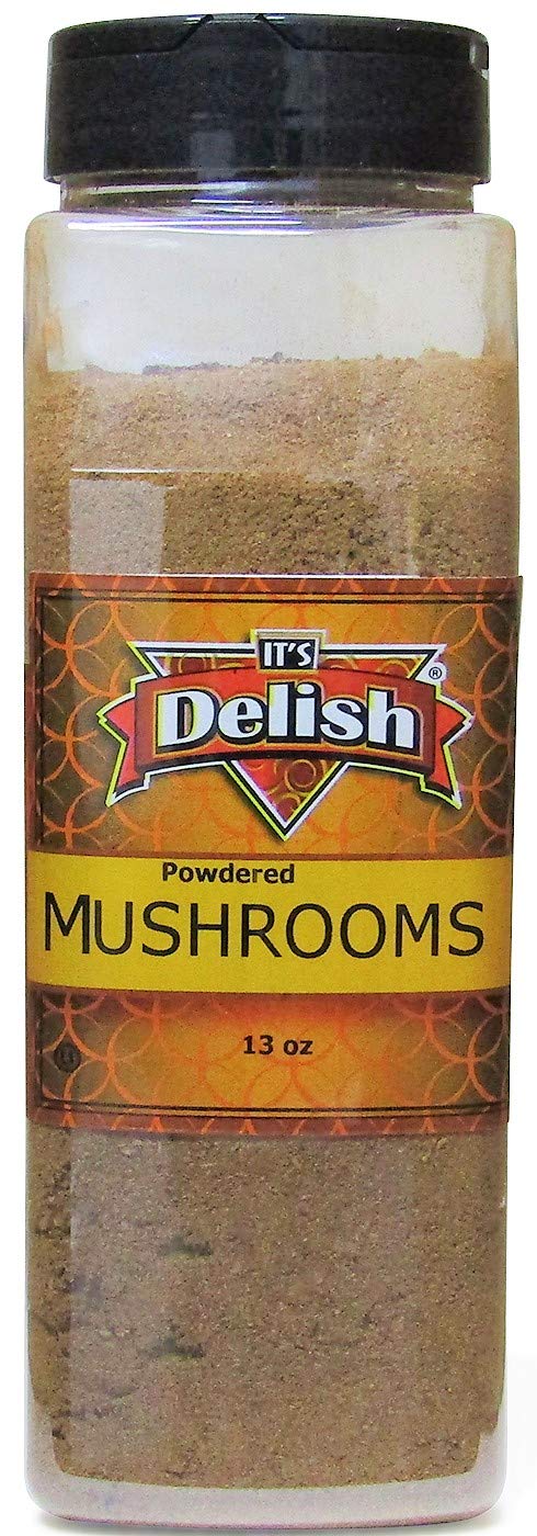 Ground Dried Mushroom Powder by Its Delish, Large 13 Oz Jar | Dark Chilean Dehydrated and Ground Mushrooms for Cooking and Flavoring