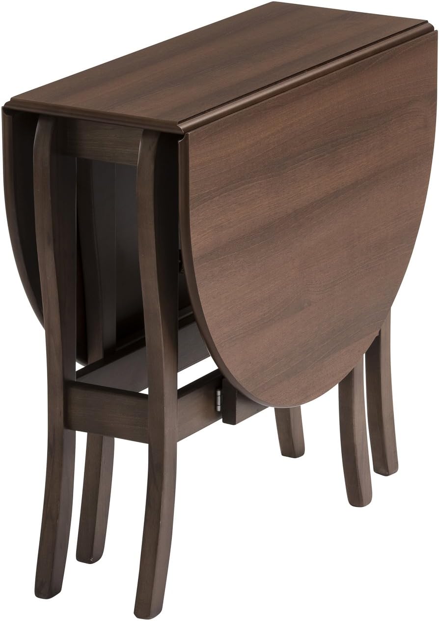 Mood HEATPROOF Oval Gateleg Drop Leaf Table in Walnut – Solid Wood Frame - Tufftop Heat Resistant Surface - Dining or Kitchen Table – 32x79X76Hcm Closed 128x79X76Hcm Open - Seats Up To 6 People