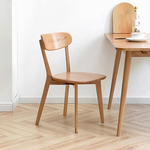 Sillas de comedor de roble, sillas de cocina, 100% madera maciza moderna silla de cena con respaldo curvo, silla de comedor para cocina, sala de