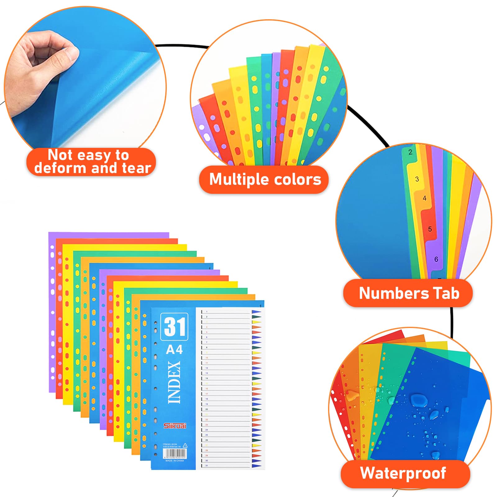 100 Strisce Divisorie Per Raccoglitori - Cartone Riciclato, 5 Colori - Foto 2