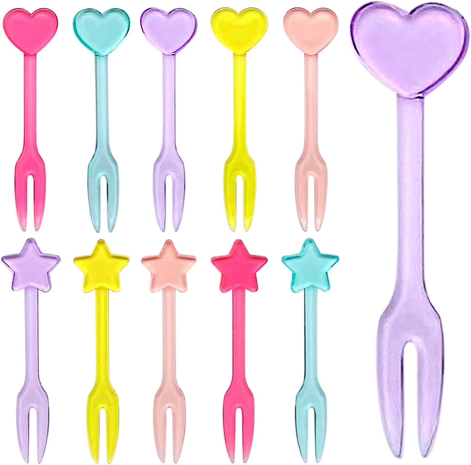 GET FRESH 30 Forks for Kids - Fruit Picks, Bento Box Picks, Reusable Mini Toothpick Sticks, Heart Dessert Forks for Children Party and Lunch Box