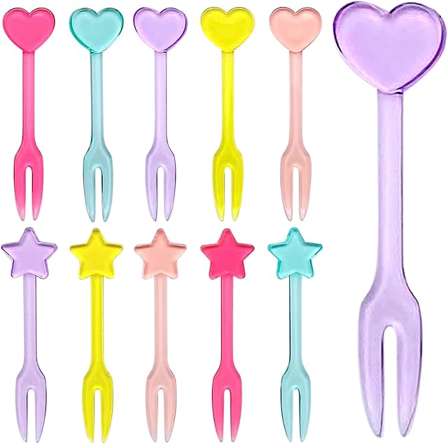 GET FRESH Food Picks for Kids  30 Reusable Fruit Food Picks for Kids and Toddlers Bento Decoration - Colourful Heart Star Mini Toothpicks for Kids  Cute Bento Dessert Forks for Children Lunch Box