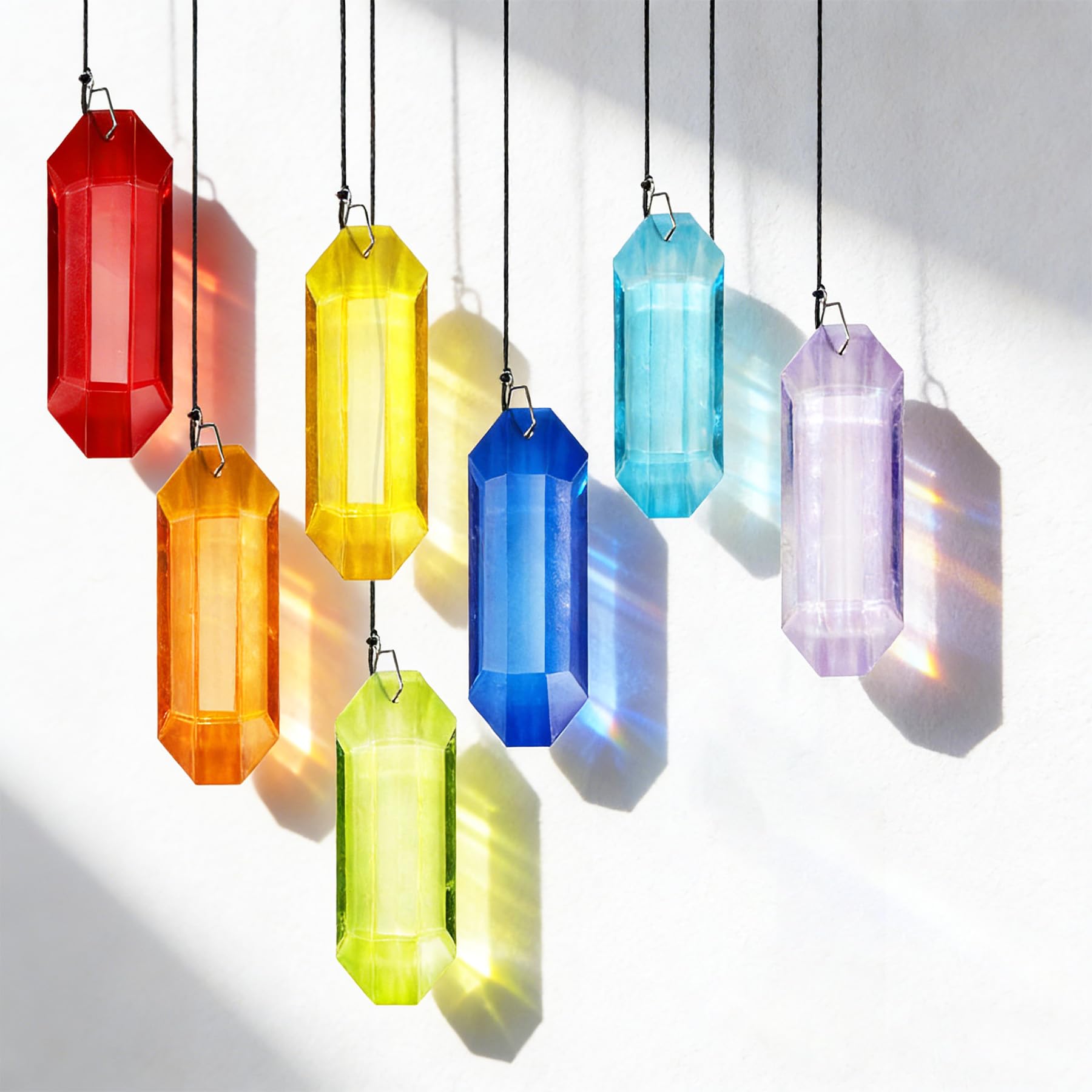 VEEKAY Acchiappasole Cristallo,7 Pezzi di Cristallo a Prisma,Pendenti Prismi Cristallo,Pendenti Suncatcher Decorazione,per Decorazioni Casa Giardino Finestra Outdoor