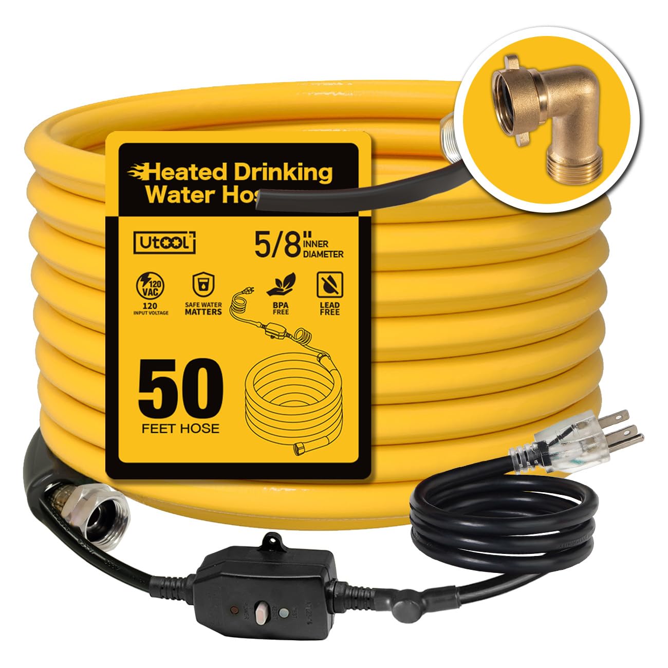UTOOL 50 ft Heated Water Hose