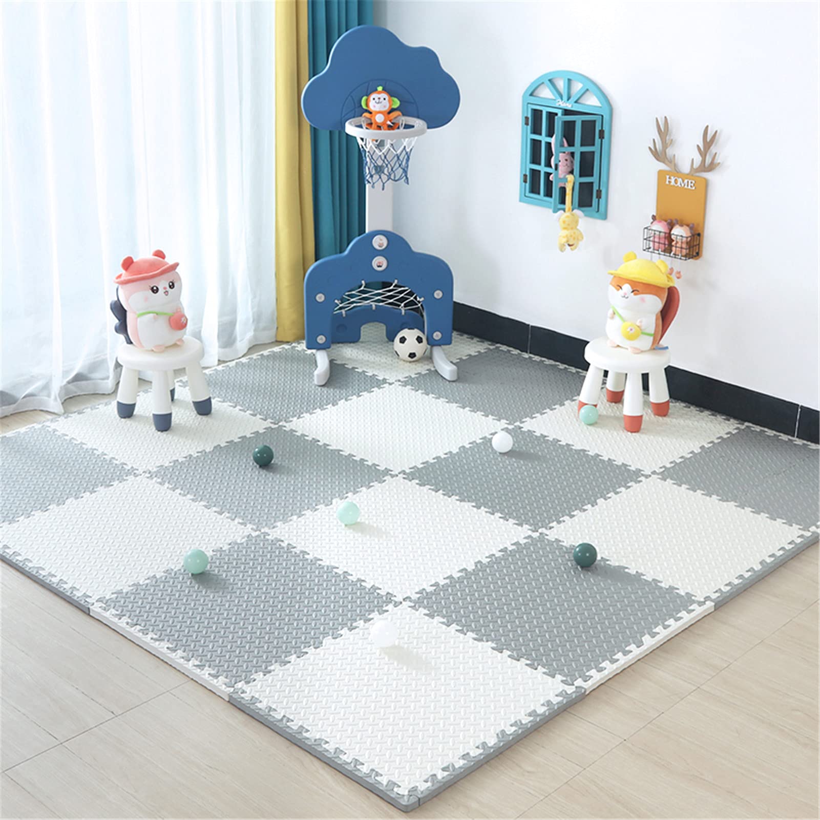 Tapis Puzzle Enfants 4 Pièces - Mousse EVA 120x120 Cm - Gris - Antidérapant & Absorbant - Pour Sol, Jeu, Sport