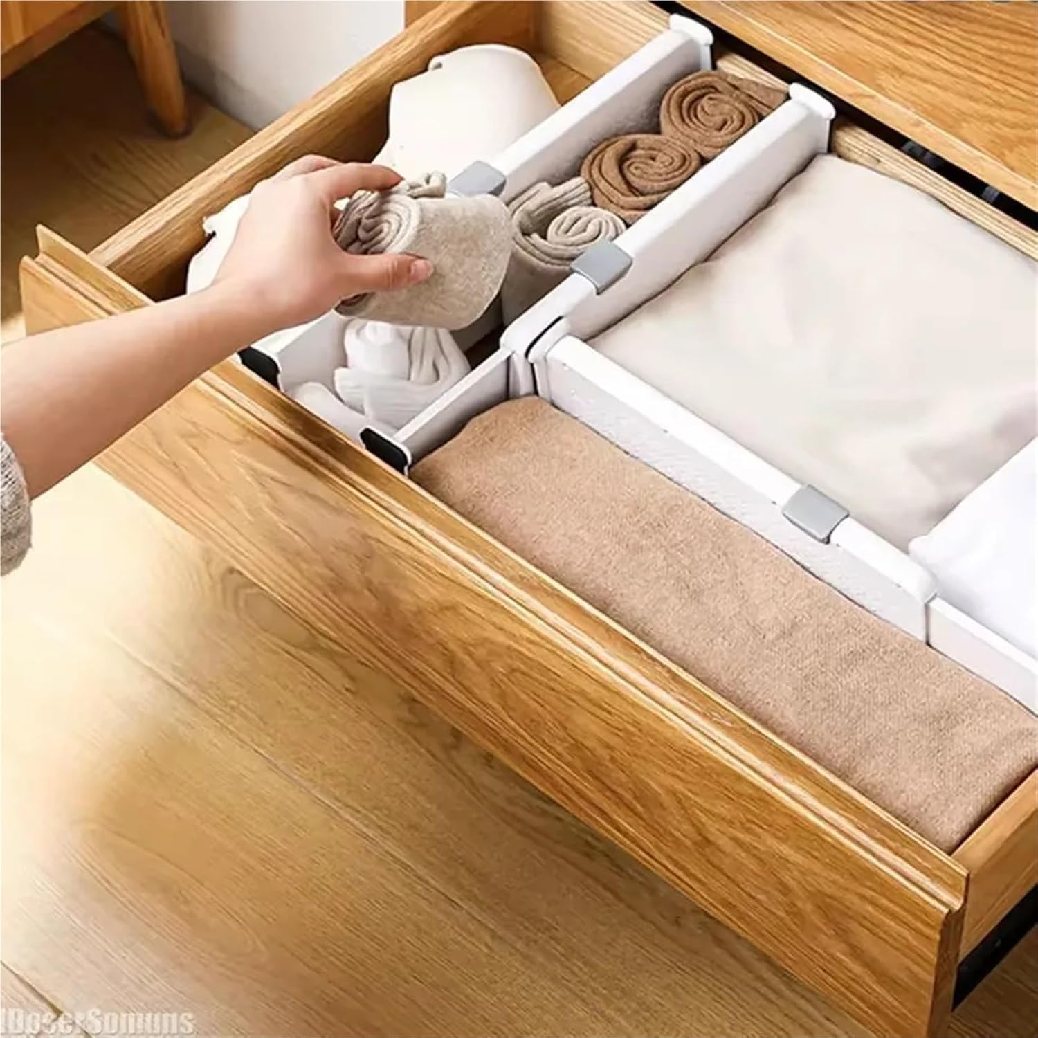 2 Pcs Drawer Storage Divider Removable Telescopic Free Standing Kitchen Baffle Finish Adjustable Length For Clothes(L)