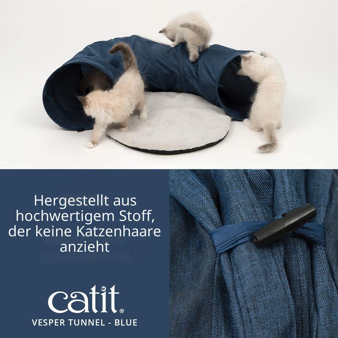 Catit 41995 Vesper Tunnel, für Katzen, mit Schlafkissen, blau ,