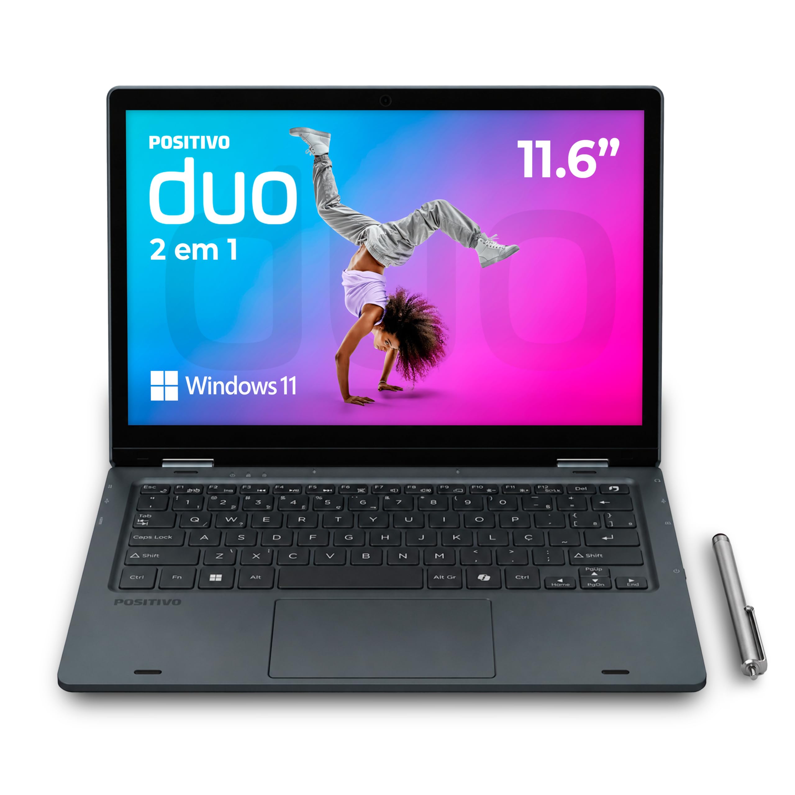 Notebook 2 em 1 Positivo Duo Intel Celeron N4500 4GB RAM 128GB de