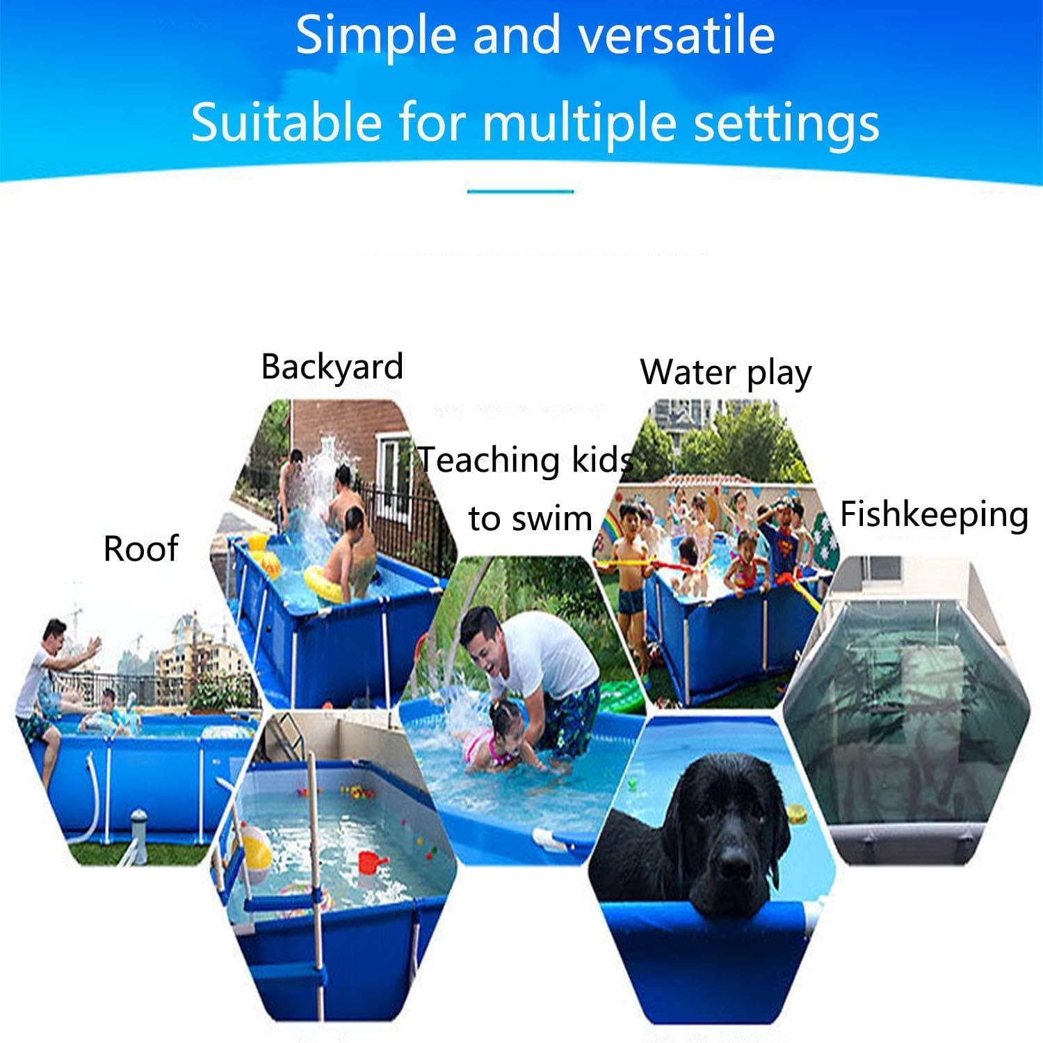 Pool Giant Swimming Pool Kids Pool Piscinas Grandes Familiares para Patios for Adults Piscina para Niños Blue,5XL