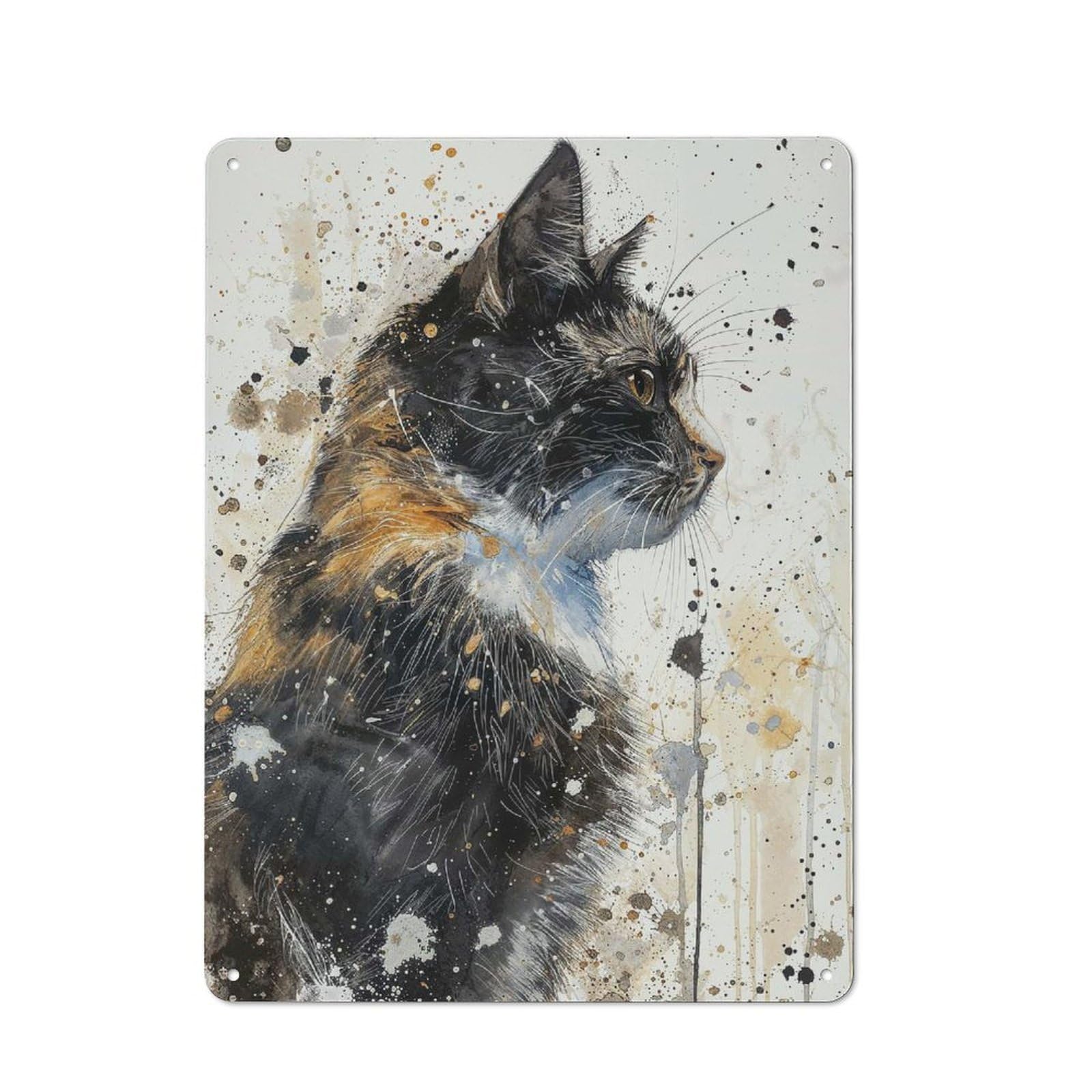 Cosmic Feline Gaze Retro Metal Wall Decor 40x30cm, Tin Wall Sign for Bakery, Diner, Cafe Or Family Room