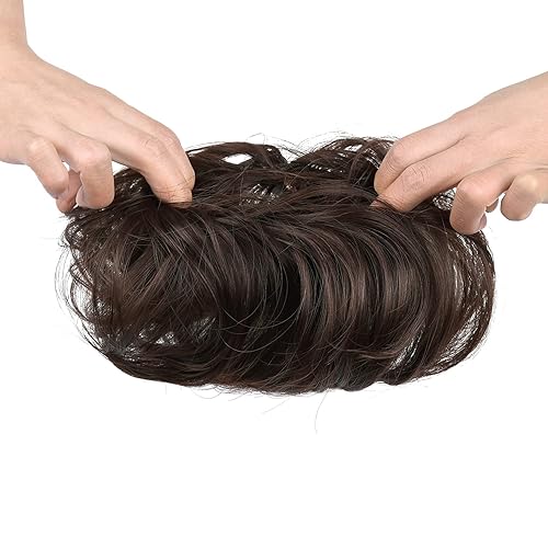 Miniatura 4 de Tousled - Extensiones de cabello sintético con forma de dona para mujeres y niñas (mezcla de color marrón oscuro y caoba oscuro, n. 109, 1.41 onzas)