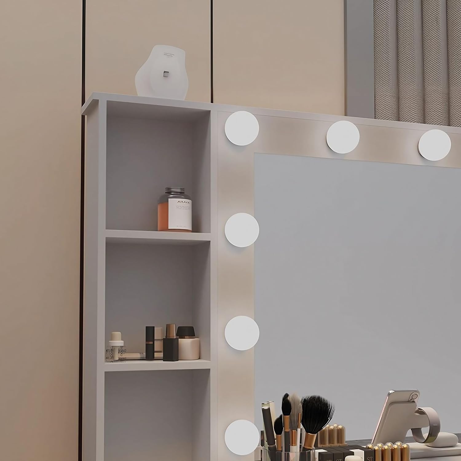 Vanity Desk with Mirror and Lights 2025, Super Practical White Makeup Vanity Table with Drawers, Large Vanity with Drawers, Makeup Table for Women and Girls (57" x 44")