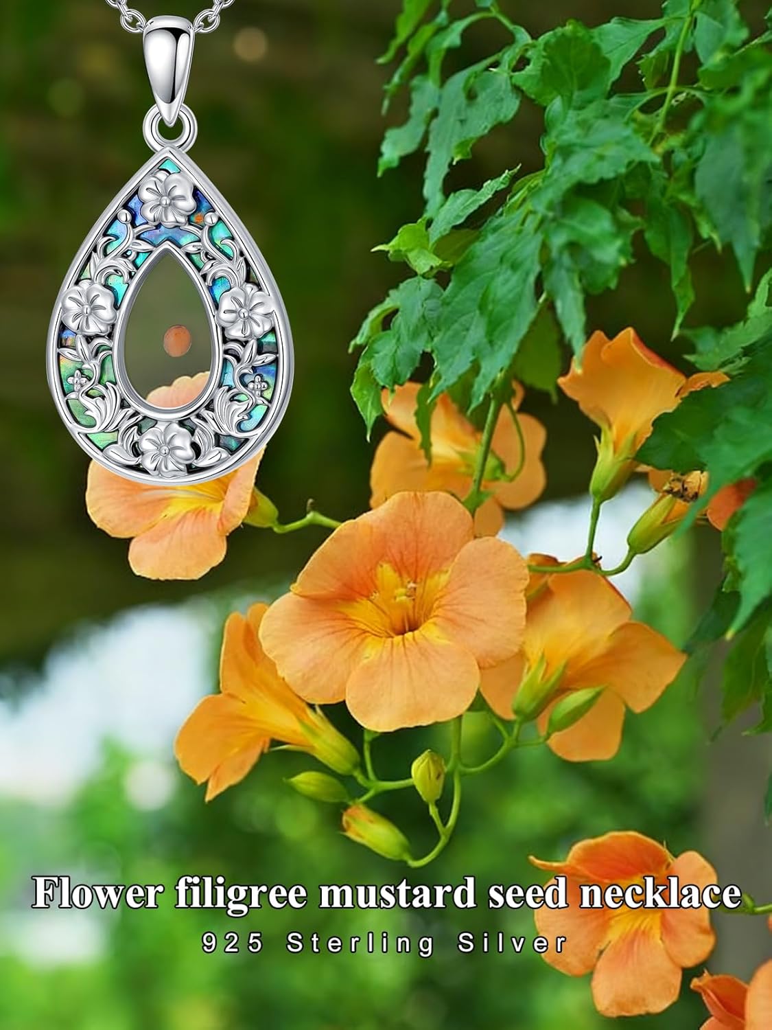 Dorunmo Mountain Necklace 925 Sterling Silver Mustard Seed/Wolf/Fox/Bear/Christmas Thanksgiving Nature Jewelry Gift for Skiers Hikers Campers Climbers - Image 6