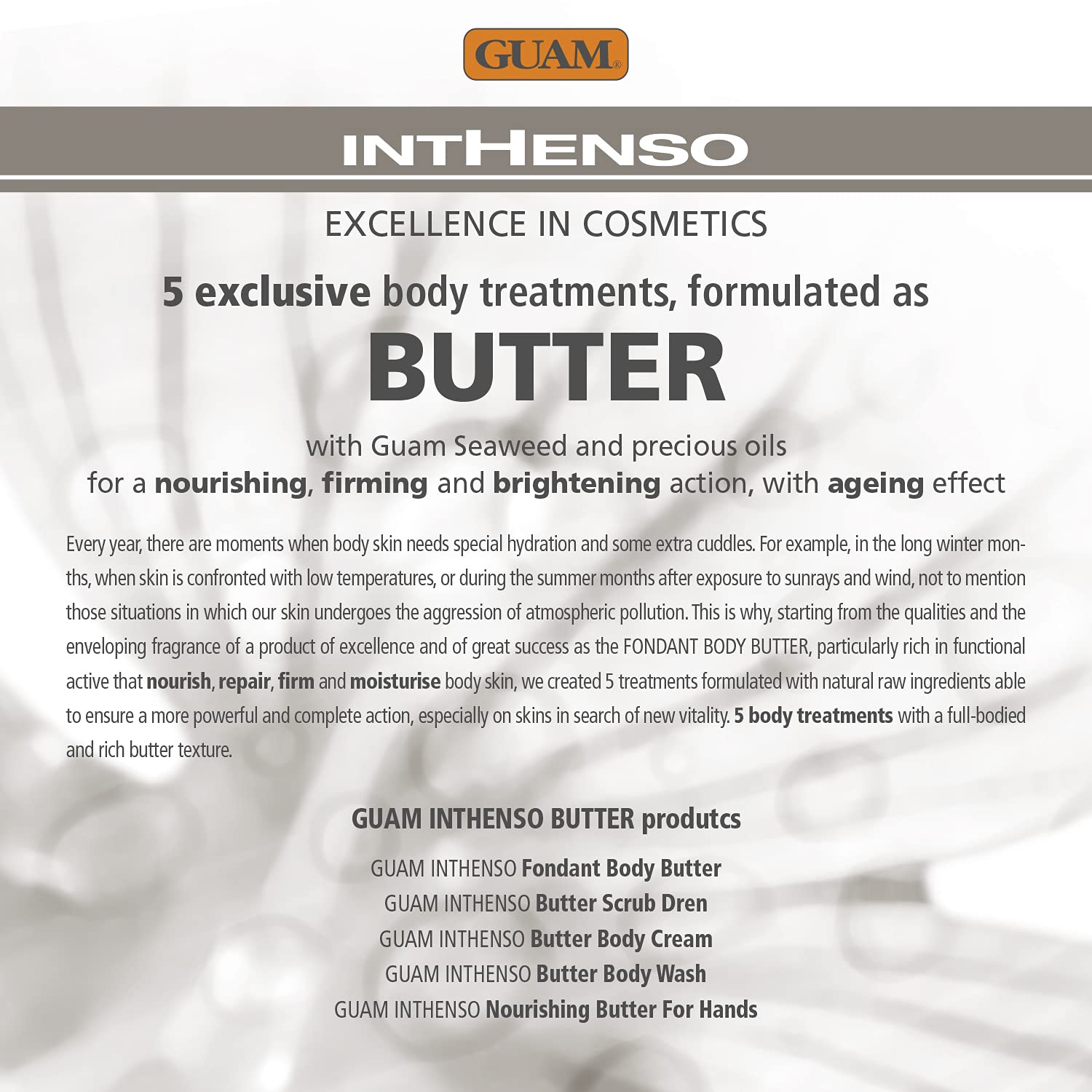 Guam, Inthenso Körperbutter Zart Schmelzend, Körpercreme mit Hoher Nährender und Straffender Wirkung, für Trockene und Dehydrierte Haut, Made in Italy, 250 ml Packung (Packung mit 2)