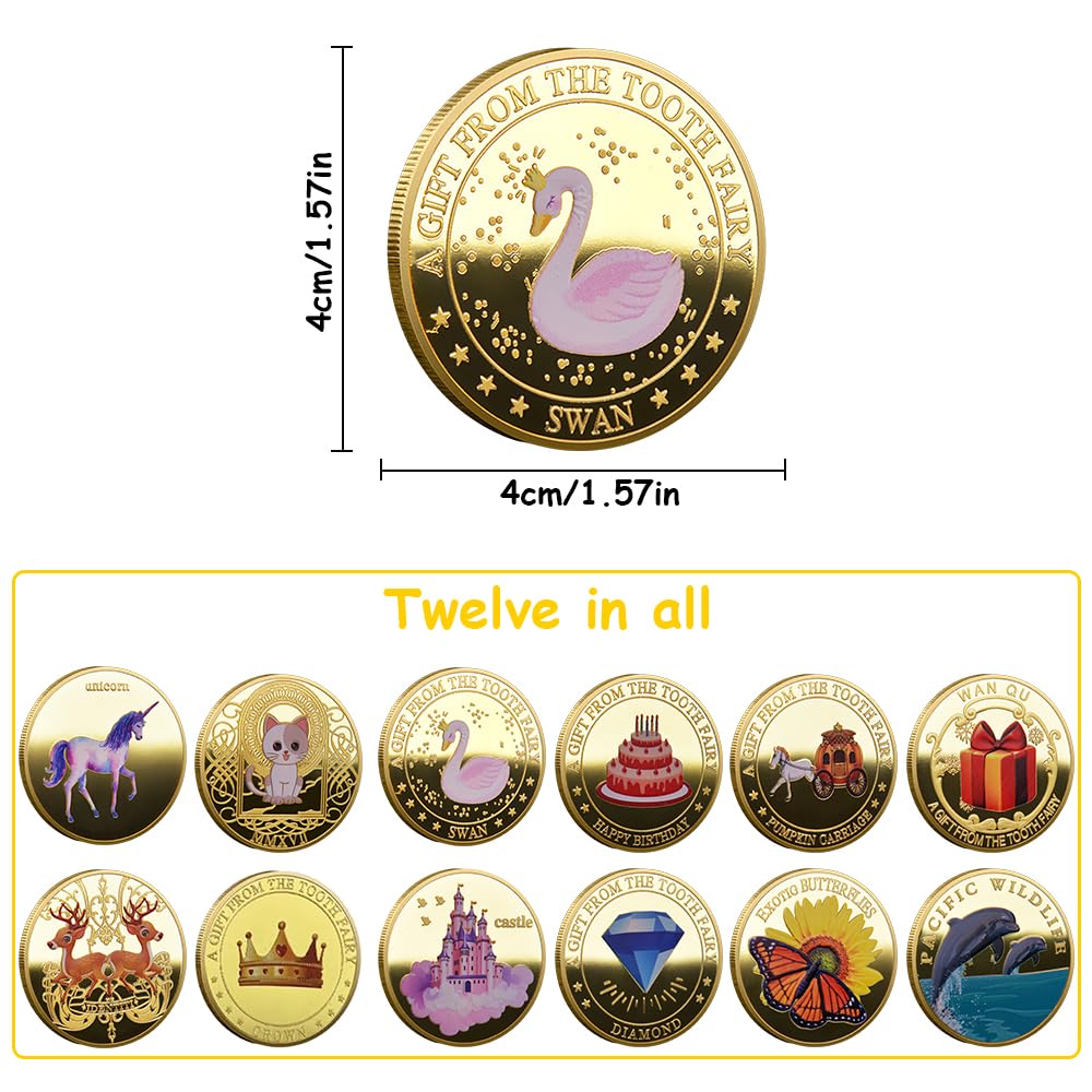 12 Monedas De Hada De Los Dientes Goldtaler Con Diferentes Patrones, Regalos Para Niños Y Niñas