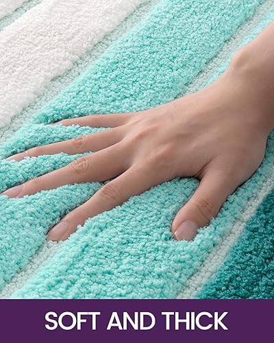 Miniatura 6 de DEXI Bath Mats for Bathroom, 20x32 Absorbent Microfiber Bath Mat Quick Dry, Washable Bathroom Rugs with Non Slip Backing for Shower Floor, Turquoise