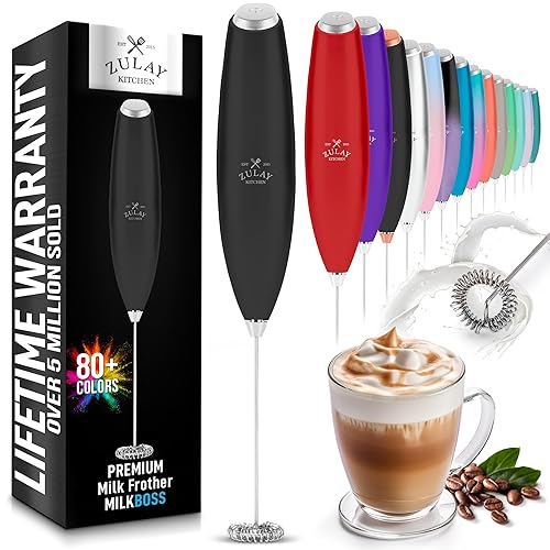 Zulay Kitchen Milk Frother Handheld Electric Whisk – Frother Wand,