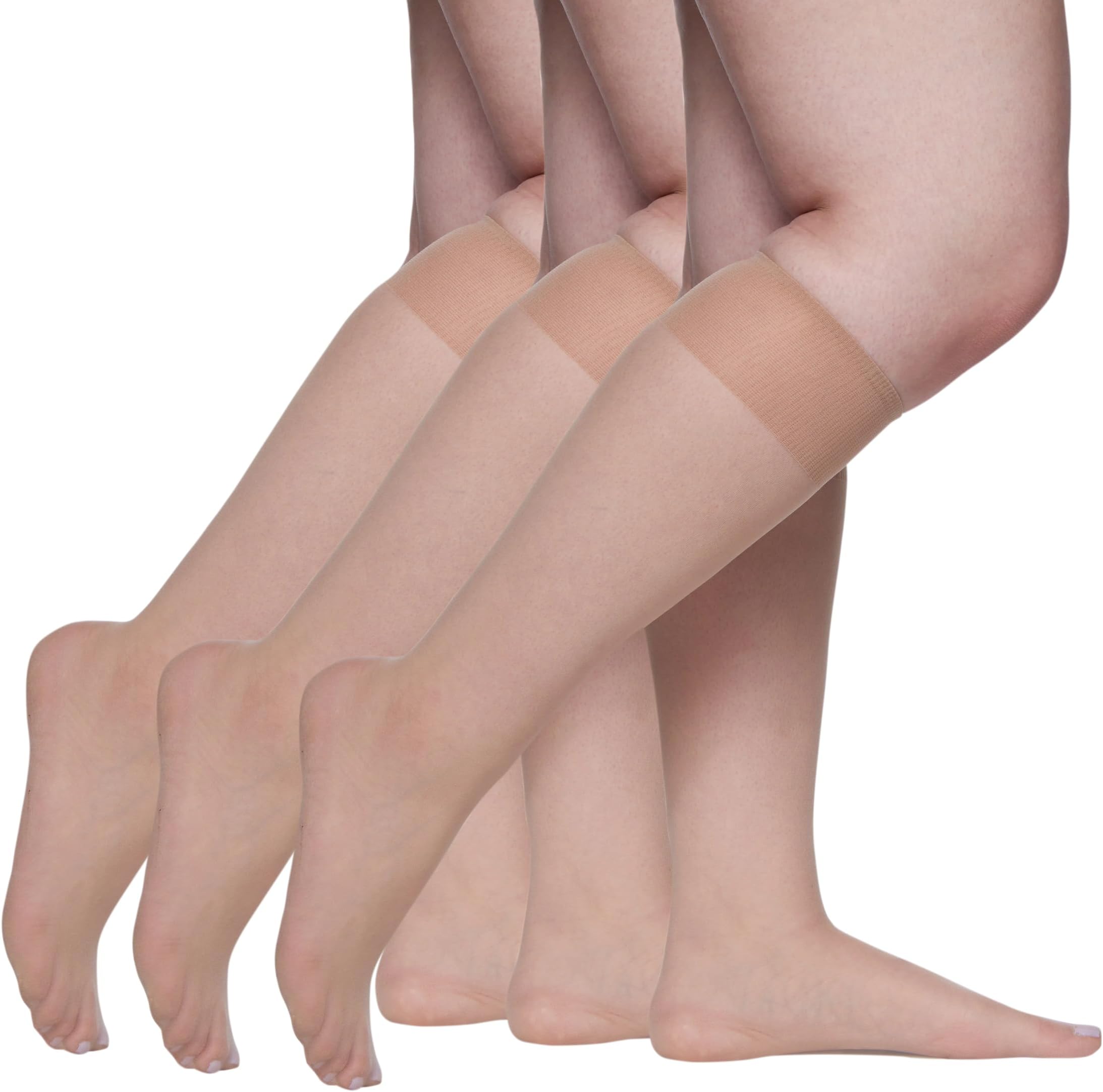 Women's Berkshire Plus Size All Day Sheer Knee Highs - Sandalfoot - 3 Pack - 6729