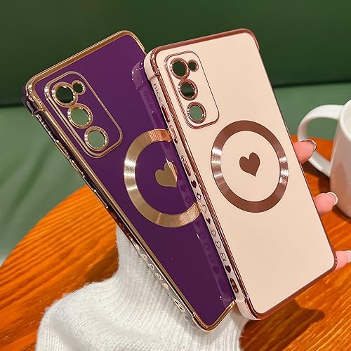 Miniatura 6 de TQLGY Funda magnética para Samsung Galaxy S20 FE 5G, funciona con MagSafe con protección completa de la cámara, esquinas reforzadas, lindo corazón