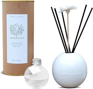 Luxury Reed Diffuser Set – White Musk 5.07oz – Long-Lasting Home Fragrance for Bedroom, Office | Premium Ceramic Base, Reusable & Refillable