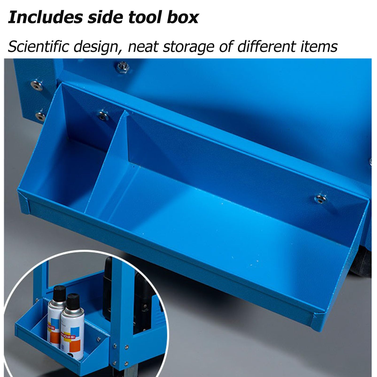 Carrello Porta Attrezzi Mobile, Carrello Porta Attrezzi Multifunzione con Pannello Forato Laterale e Ruote, Carrello di Servizio Meccanico per Organizzatore di Stoccaggio Industriale Resistente