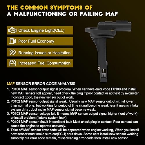 Miniatura 6 de OCPTY Sensor de flujo de aire masivo para Mazda 3 2012-2018 para Mazda 6 2014-2017 para Mazda CX-3 2016-2018 para Mazda CX-9 2016-2018 E5T62271