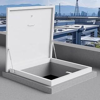 Dachluke aus Aluminiumlegierung mit Griff und hydraulischen Stangen | Verzinkte, pulverbeschichtete Dachbodenabdeckung, Dachluken-Sicherheitstür-Abdeckplatte(Inner 50*50cm)