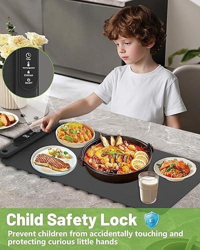 Miniatura 5 de Bandeja eléctrica para calentar alimentos almohadilla térmica de silicona YTLAD con 6 niveles de temperatura ajustable y temporizador de 5 horas y