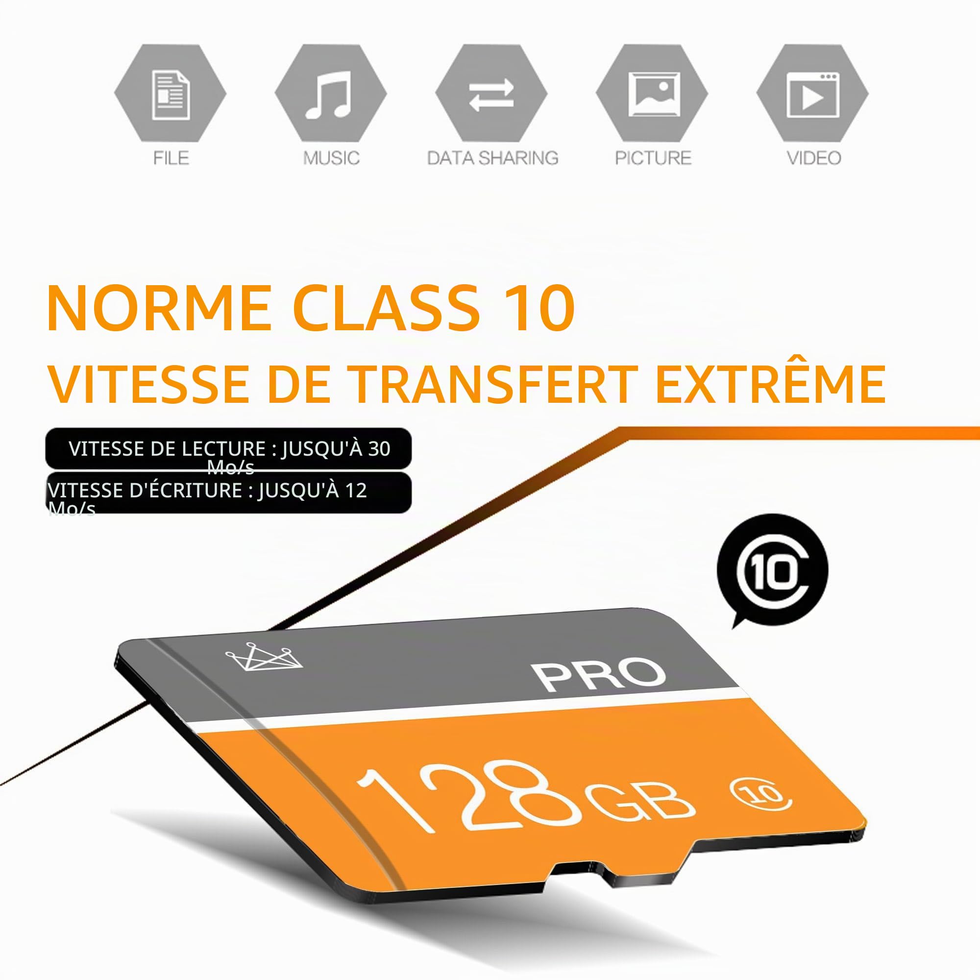 128Go Carte mémoire, Micro Carte mémoire avec Adaptateur Classe 10 Haute Vitesse pour Appareil Photo, Smartphone, Tablette 2-Pack