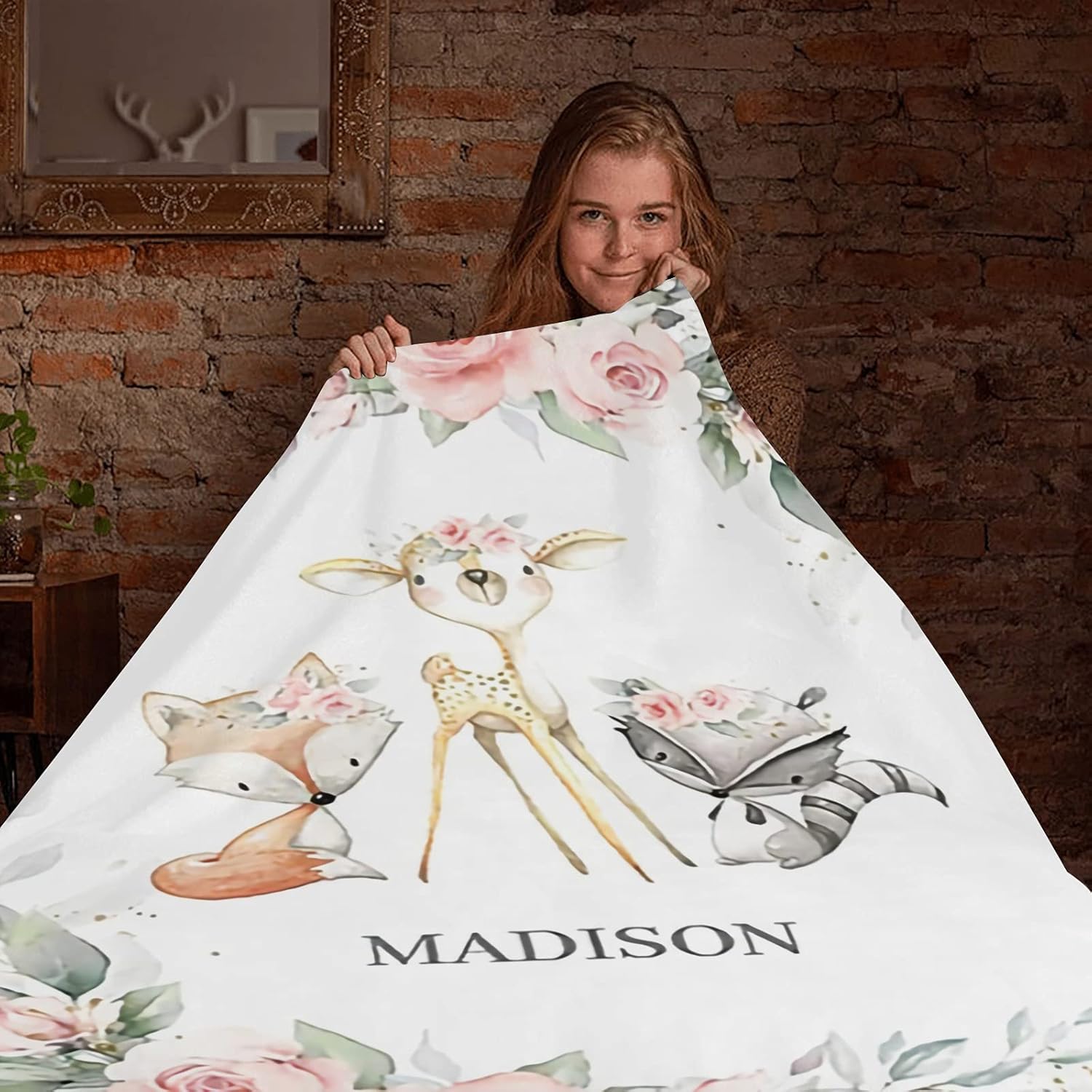 Personalized Baby Blanket with Name Animals Custom Baby Blankets for Girls with Name Baby Boy Gifts Baby Products Super Soft Blankets for Newborns Nursery Decor Neutral