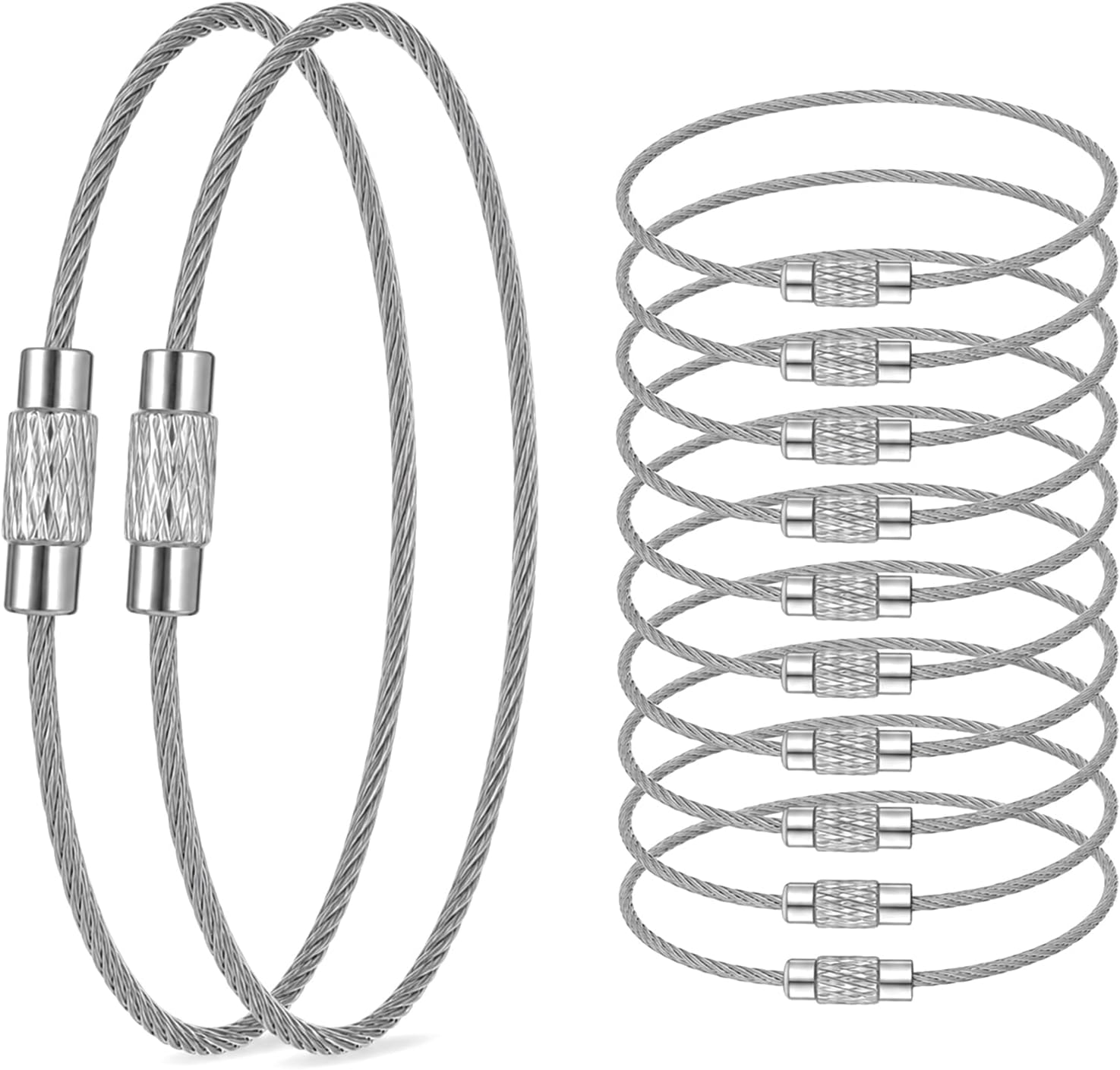 16 PCS Stainless Steel Cable Key Ring, 4.3in Multicolor Wire Key Ring