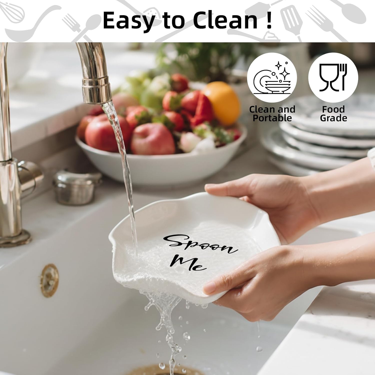 面白いセラミックスプーンレスト キッチンカウンターコンロトップ用 5.8インチ 耐熱調理器具ホルダー 料理用 スプーン おたま トン