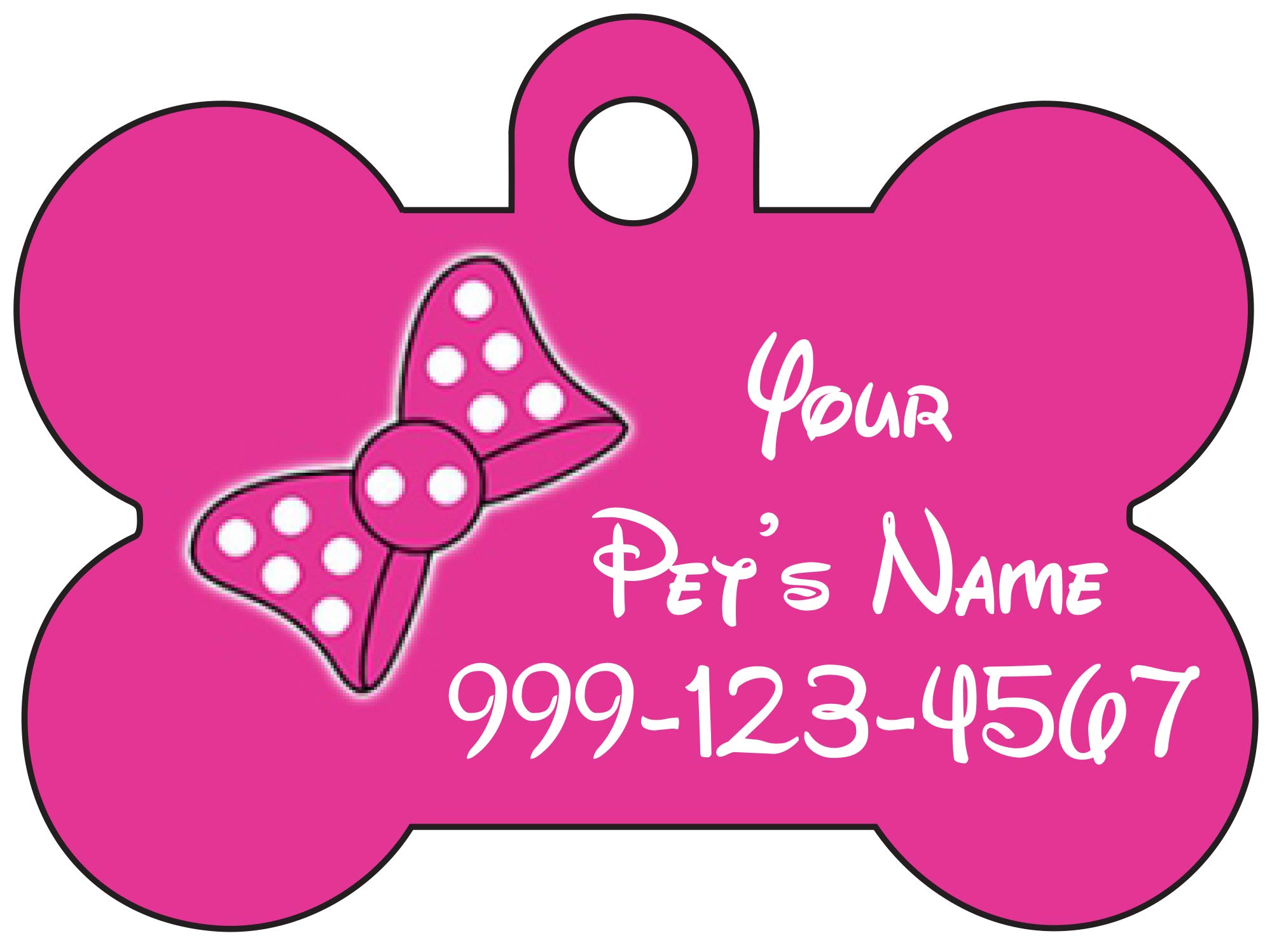 uDesignUSAuDesignUSA Cute Pink Minnie Bow Pet Id Dog Tag Personalized for Your Pet