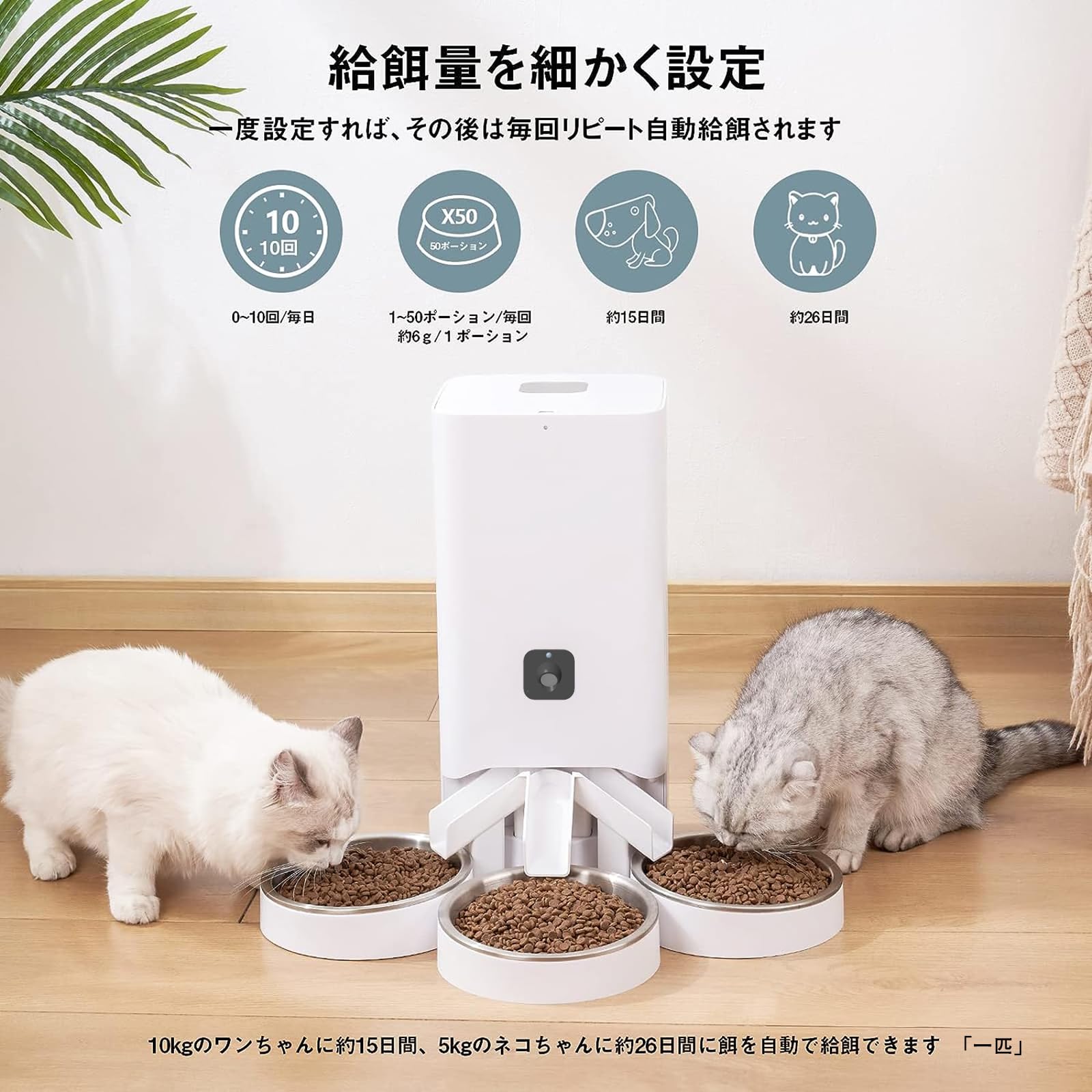Amazon | 【スマホでライブ監視可能】自動給餌器 猫 中小型犬用 カメラ