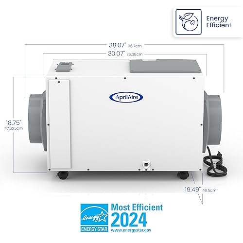 Miniatura 6 de AprilAire E130C Pro - Deshumidificador de 130 pintas con ruedas para espacios de gateo, sótanos, casas enteras, comerciales de hasta 7,200 pies