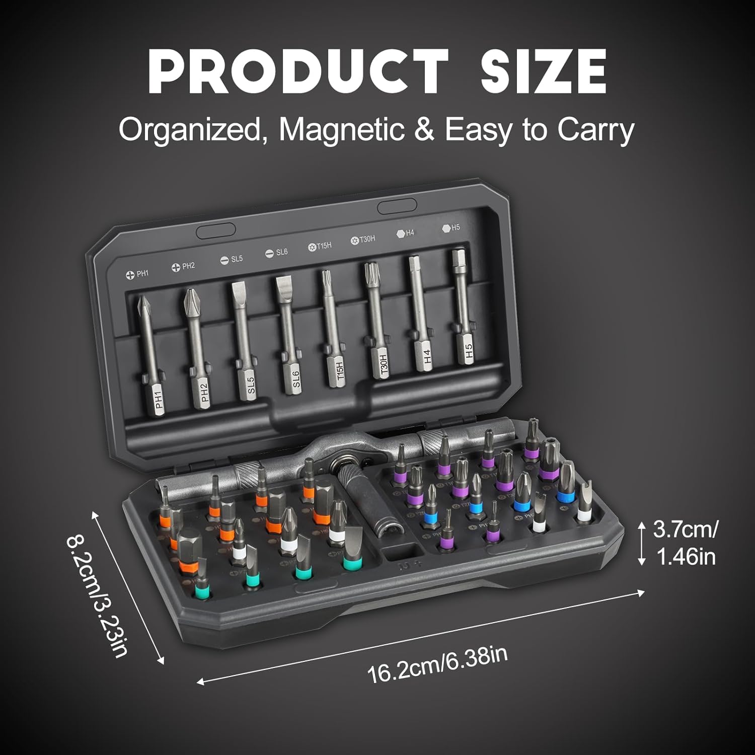 42 in 1 Magnetic Screwdriver Set, Ratchet Screwdriver Set with Case, Repair Tool Kit with Ratchet T Handle, Screw Driver Set Kit for Eyeglass, Bicycle, Watch, Ring Doorbell, Electronics, Pc