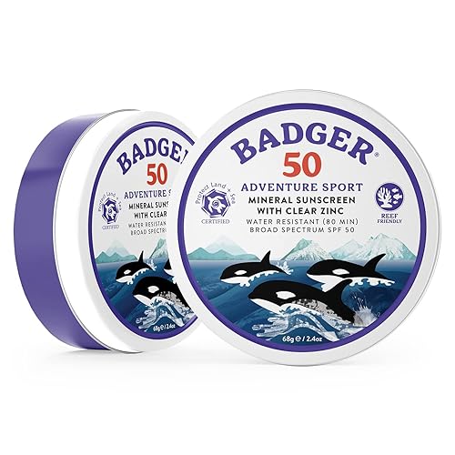 Miniatura 4 de Badger Protector solar biodegradable en lata de metal, protector solar de óxido de zinc SPF 50 con 98% de ingredientes orgánicos, seguro para