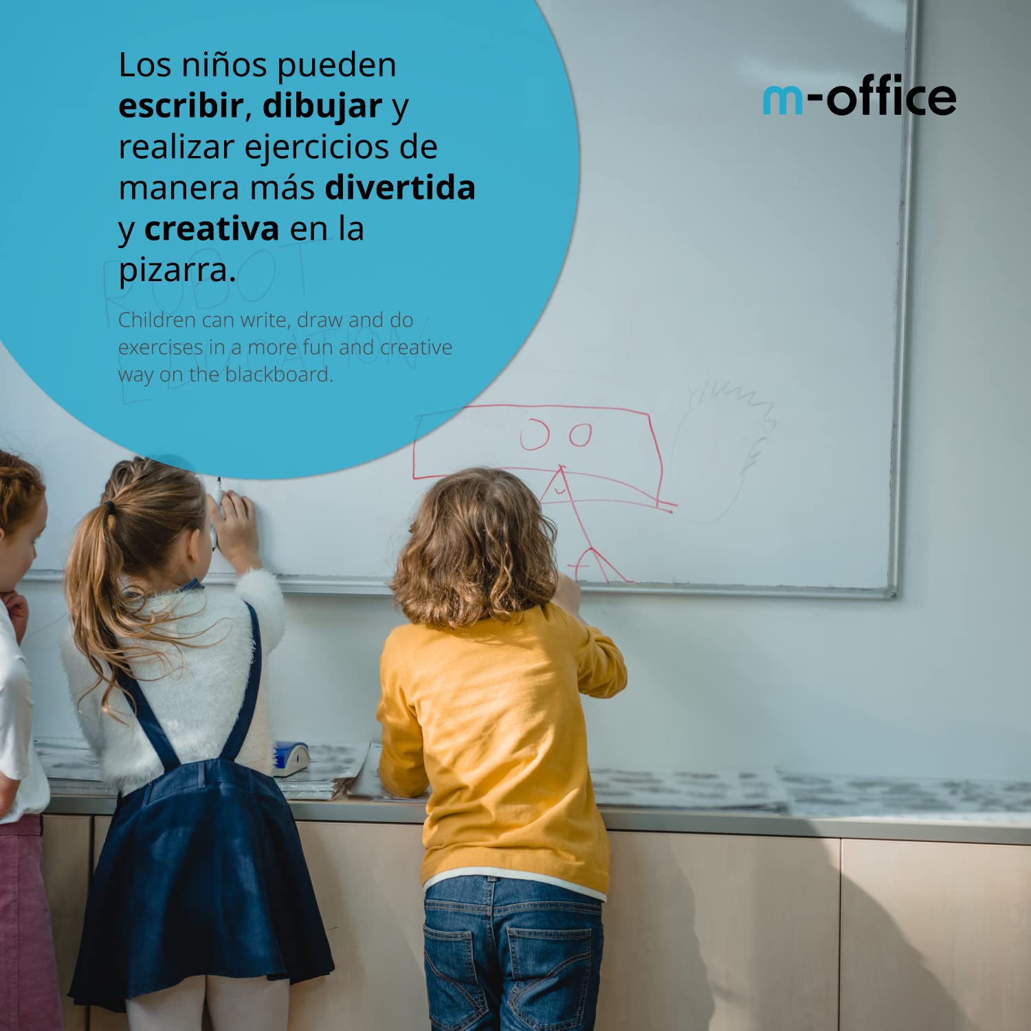 Pizarra para Rotuladores, Pizarra Blanca Pared, Pizarra Rotulador Marco de Aluminio, Pizarra Blanca de Melamina para Uso Escolar, Laboral o Personal, Superficie Suave · m-office (120x90cm)