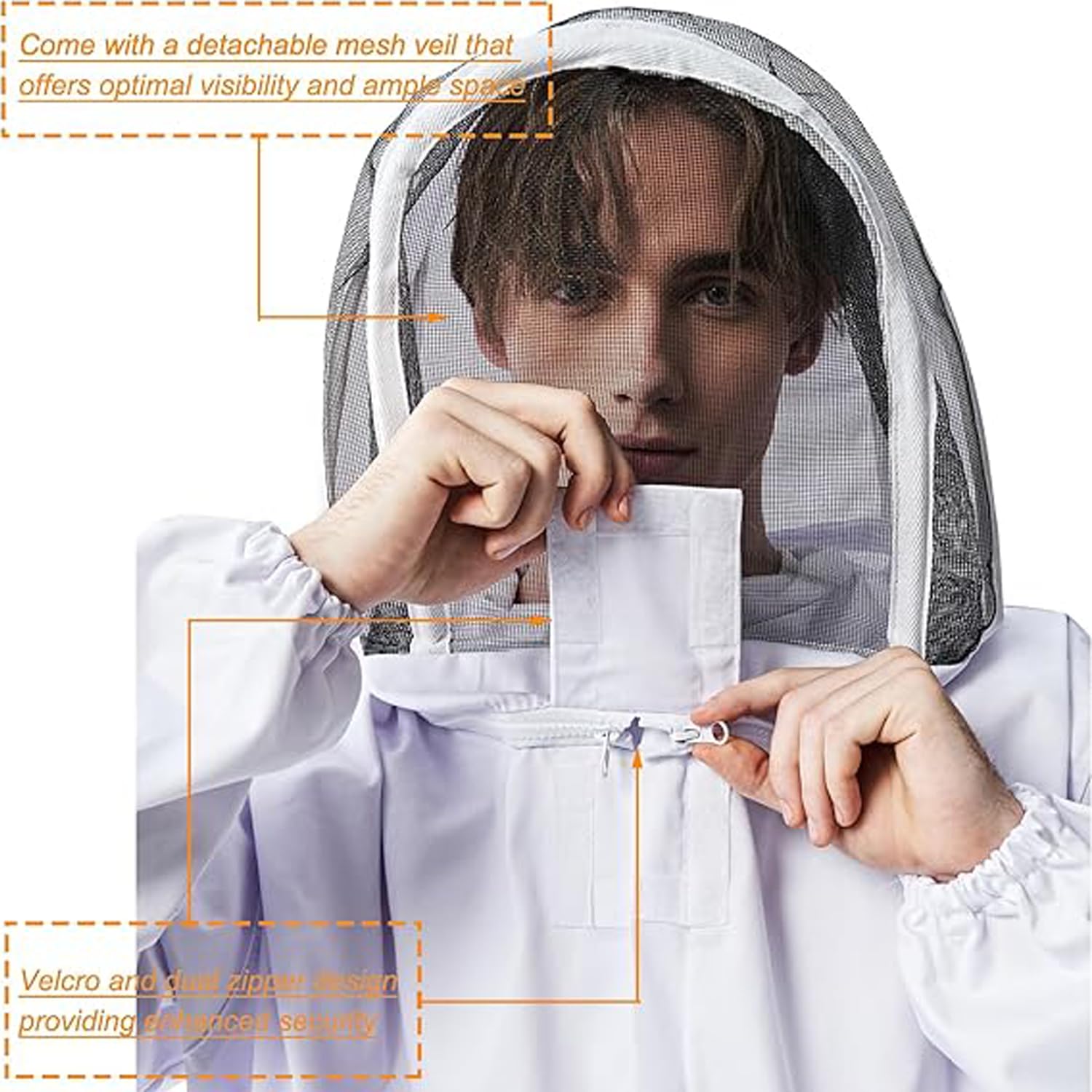 Tuta Apicoltore Professionale TOOSOAR Con Guanti - Completa Protezione Per Api, Taglia XL - Foto 9