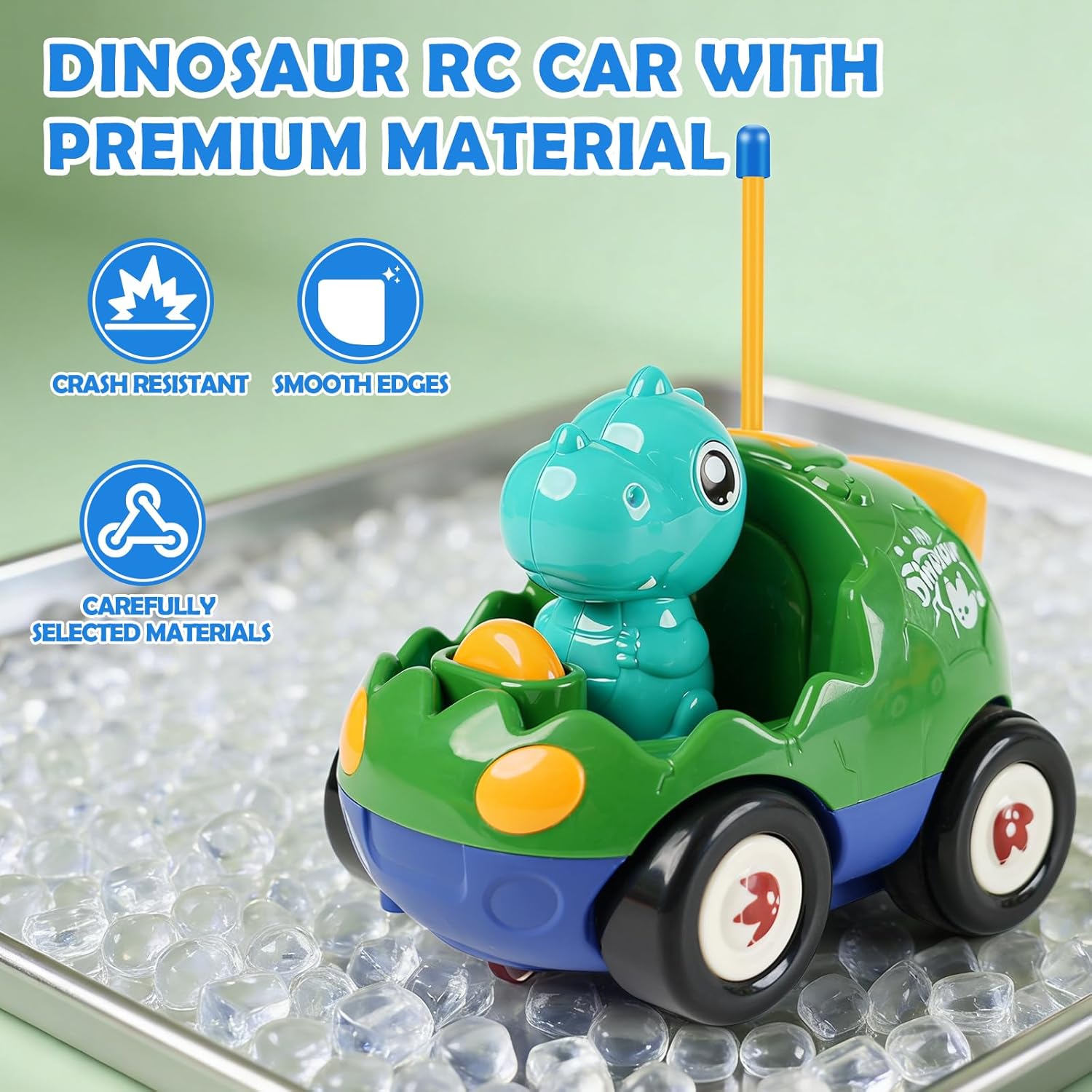 Remote Control Dinosaur Car for Kids - Dino RC Car Toys for Toddler Ages 18+ Months with Lights and Music, Birthday Gifts for Boys Ages 2 3 4 5 Years Old