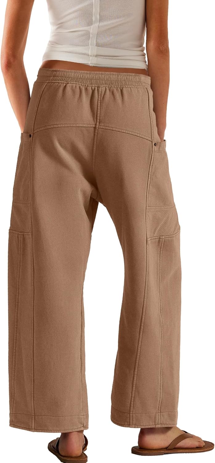 Panadila Women Wide Leg Pants Drawstring Barrel Sweatpants Baggy Cargo Pants Lounge Trousers with Pockets