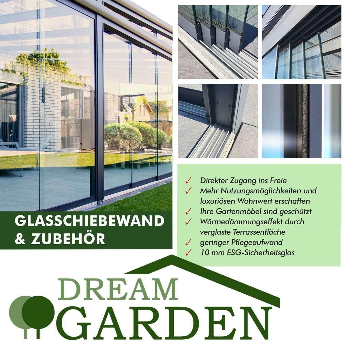 DreamGarden Türgriff Aluminium Anthrazit – Griff für Glasschiebewand & Glasschiebetür, stabiler Alu Griff für Schiebetüren im Garten, Wintergarten & Terrasse, für 10mm Glas