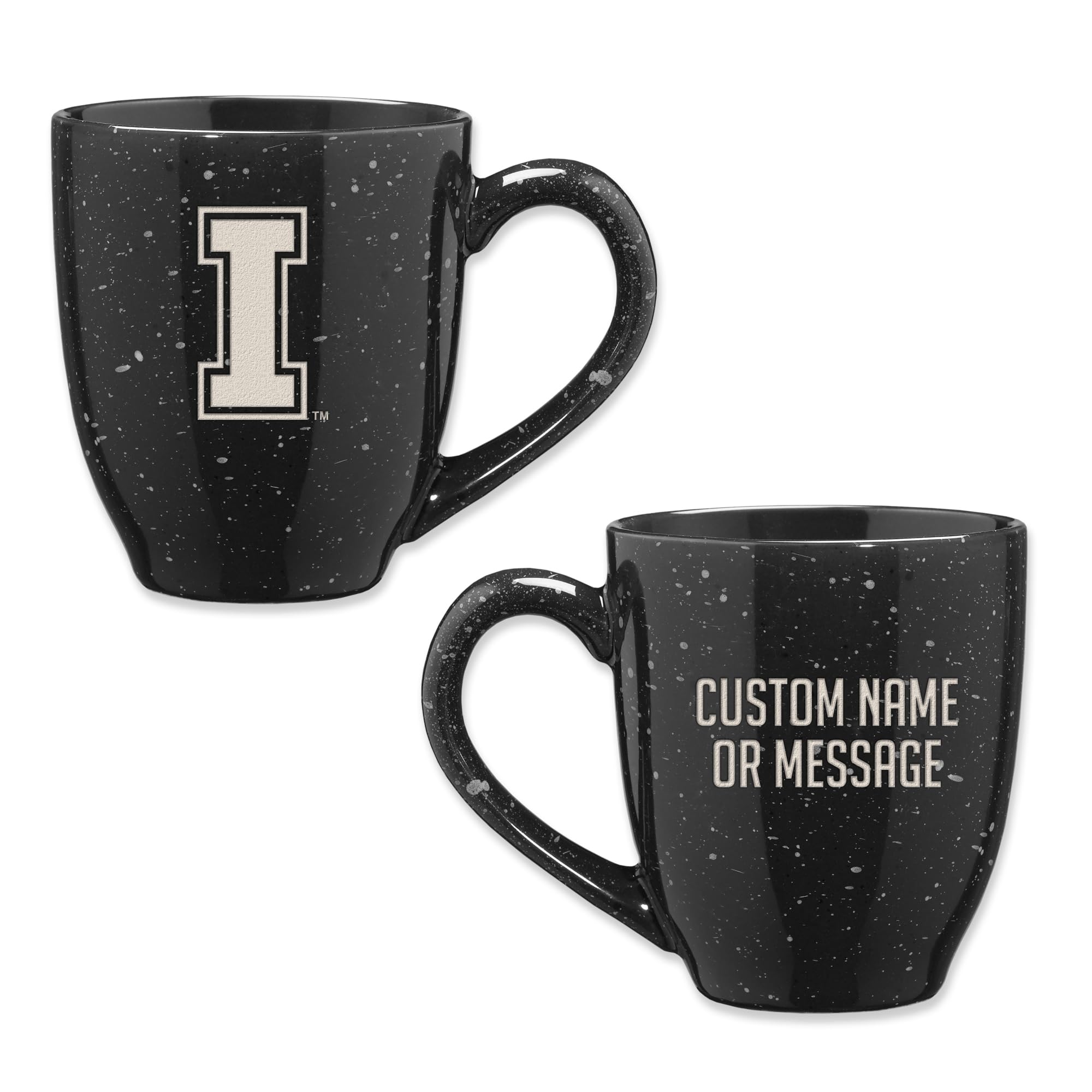 Rico Industries NCAA Idaho Vandals Black Personalized 16 oz Team Color Laser Engraved Speckled Ceramic Coffee Mug