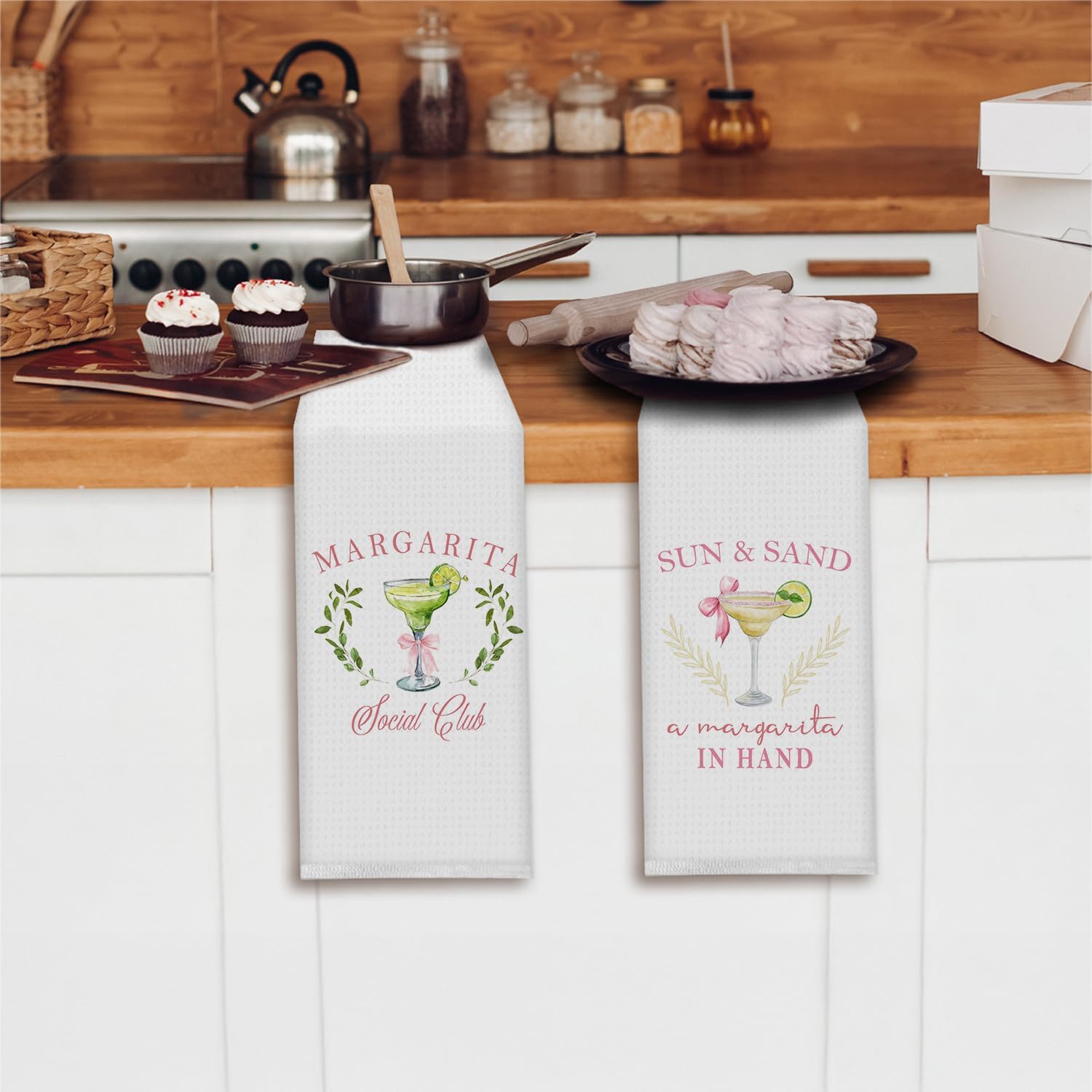 Margarita Kitchen Towels, Margarita Lover Gifts Dish Tea Bar Towels for Kitchen Decor, Cocktail Gifts for Women Decorative Hand Towels, 16x24 Inch Set of 2 - Image 2