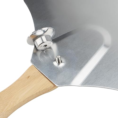 Miniatura 4 de 4 unidades de 12 x 14 pulgadas para pizza con 2 basculantes para cortar pizza, pala de pizza de metal de aluminio con mango de madera plegable para