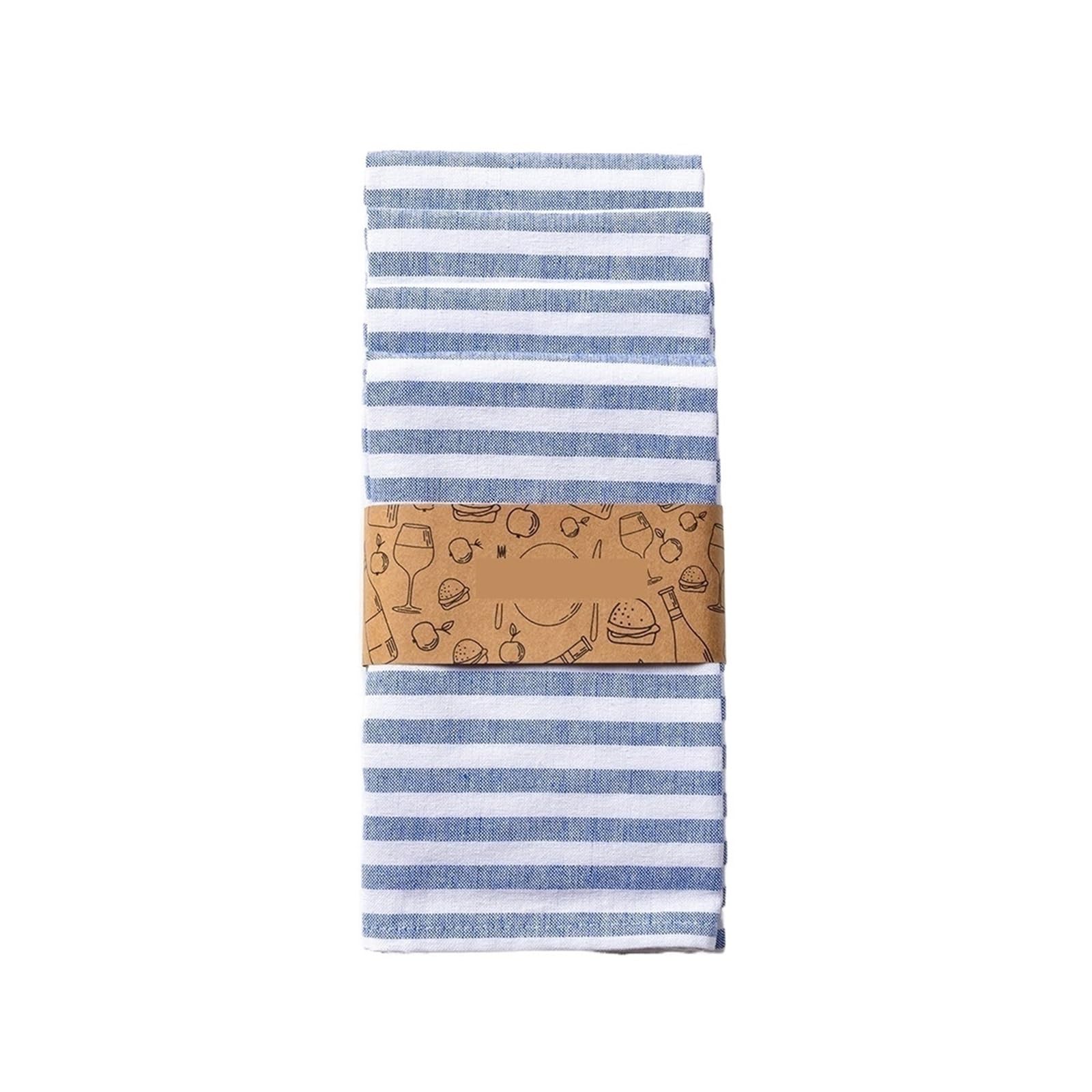 FGUJSUR Tea Towels 1/4pcs Cotton Tea Towels For Drying Dishes Extra Large 50x70cm/19.68x27.55Inch Striped Ultra Absorbe(Blue,1PC 50x70CM)